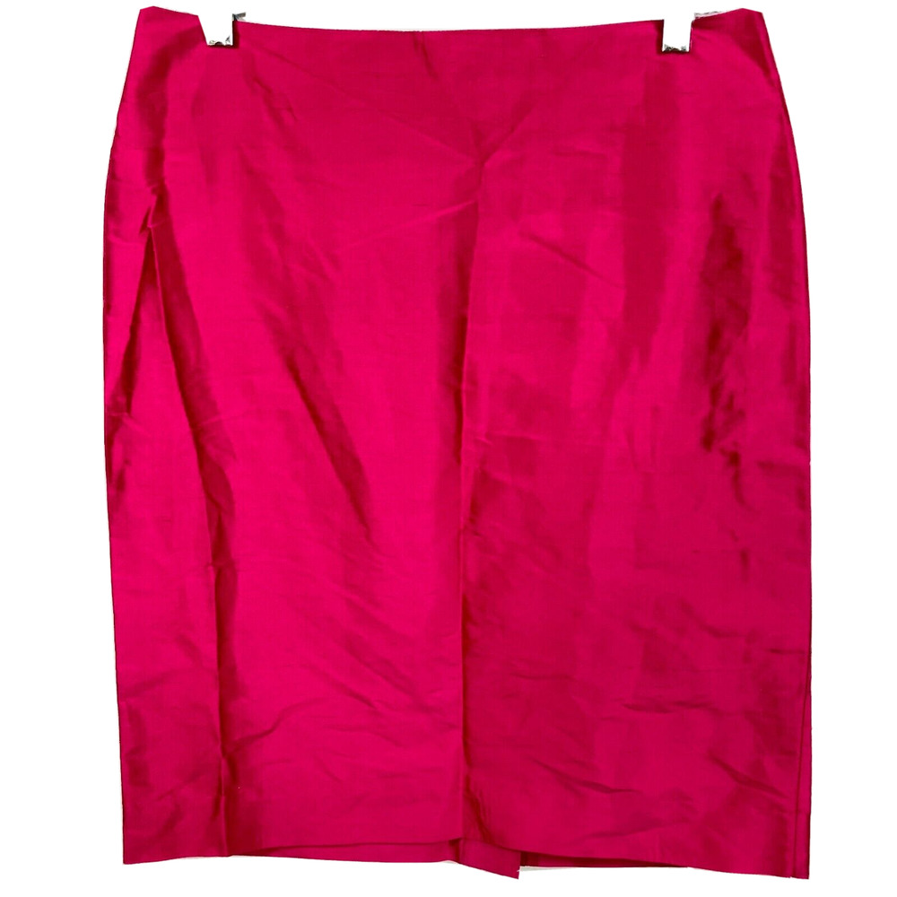 Connie Roberson Skirt Womens Sz 8 Fuchsia Pink Silk Pencil‎ Back Slit